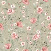 Trädgårdsblommor, grön tapet