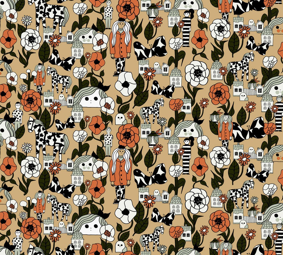 Marimekko Marikyla, orange tapet