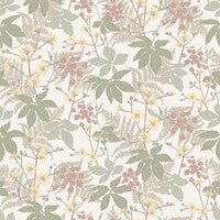 Lindskog, tapet i grön, multifärg